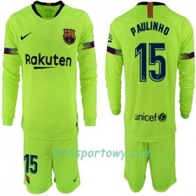 Koszulka FC Barcelona Paulinho 15 Dziecięcy Wyjazdowe Koszulki Piłkarskie 2018-2019 Długi Rękaw